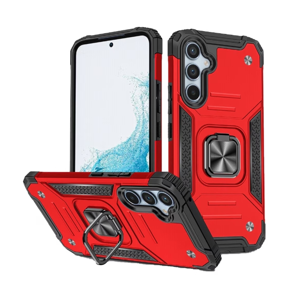 Telefontok Samsung Galaxy A34 5G - Nitro Ring Armor - piros gyűrűs, kitámasztható, ütésálló műanyag hátlaptok