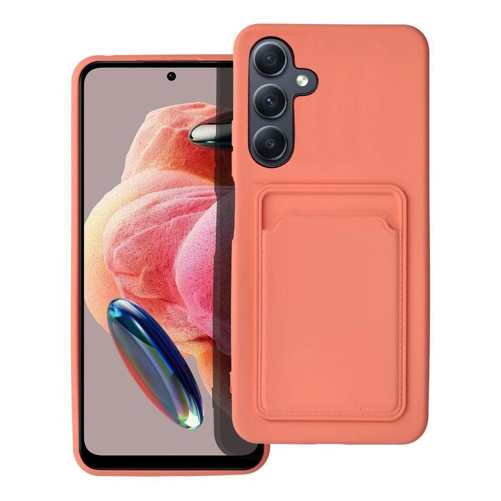 Telefontok Samsung Galaxy A55 5G - Forcell Card - barackvirág színű kártyatartós szilikon hátlap tok