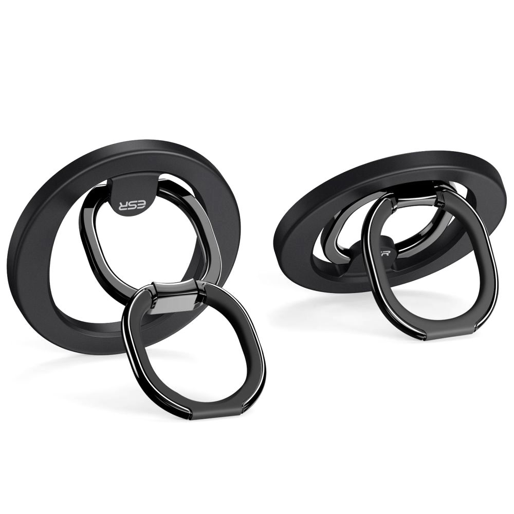 Telefontartó ESR HaloLock - MagSafe kompatibilis, fém kitámasztó, ujjgyűrű - fekete (1db)