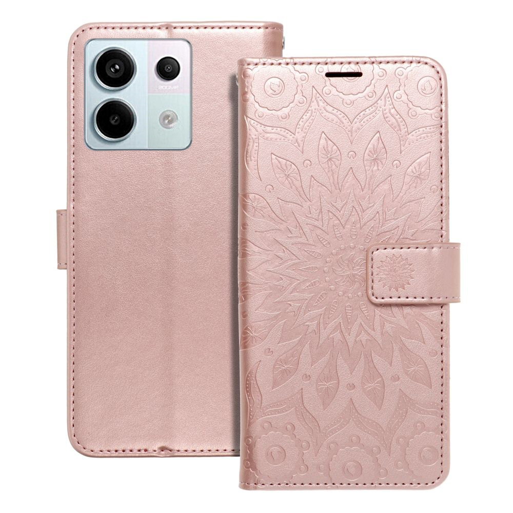 Telefontok Xiaomi Poco X6 5G - MEZZO mandala mintás rose gold mágneses szilikon keretes könyvtok