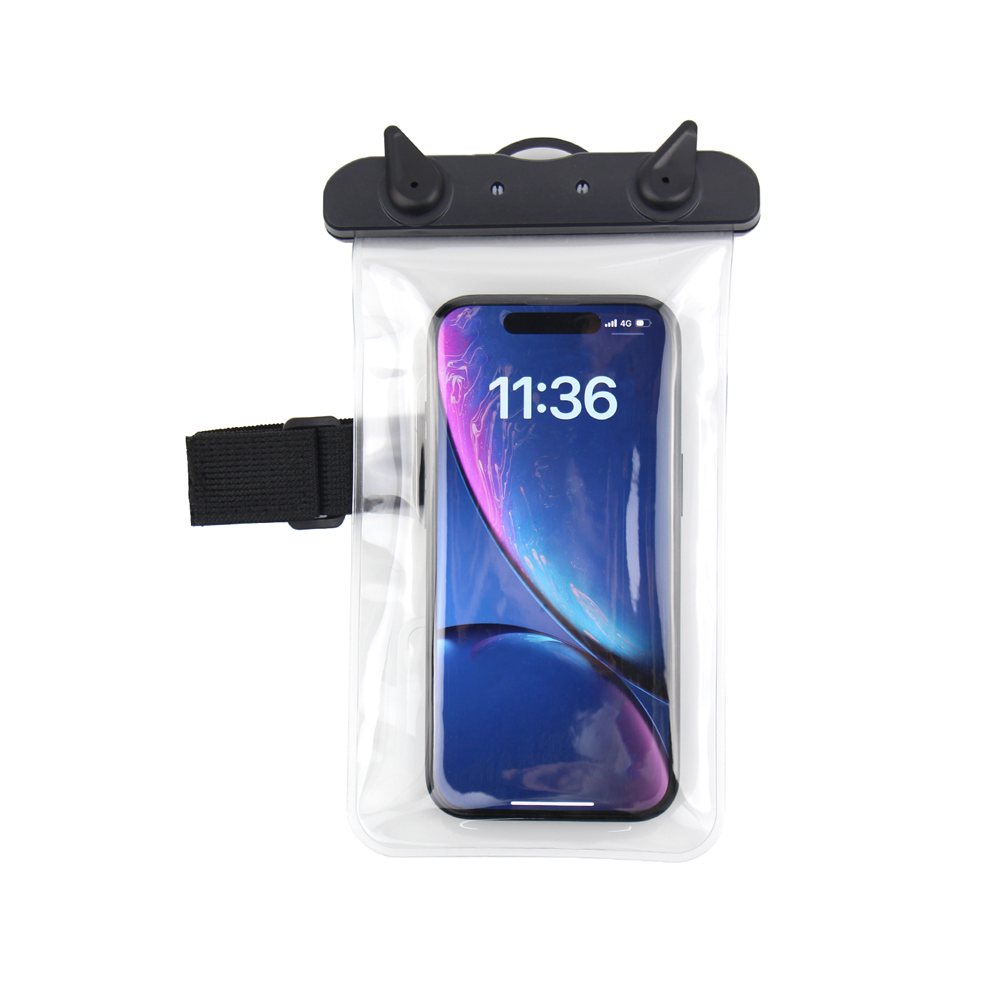 Telefontok Univerzális átlátszó/fekete 5,8 - 6,8 coll-os vízálló tok, karszalaggal