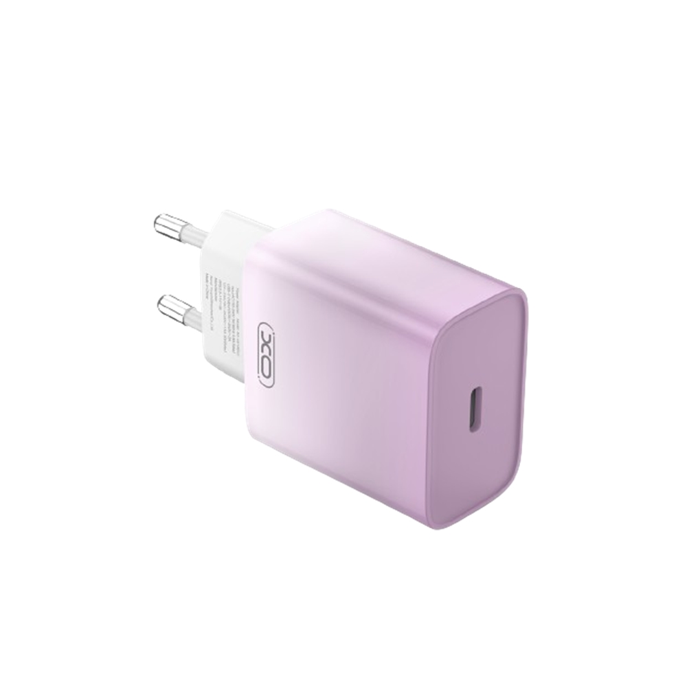 XO CE18 telefon töltő - Type-C (USB-C) fehér/lila hálózati töltőfej, 30W