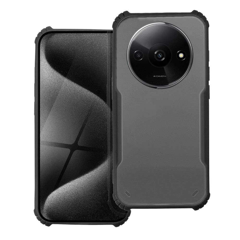 Xiaomi Redmi A3 telefontok - fekete / átlátszó ütésálló hátlap tok