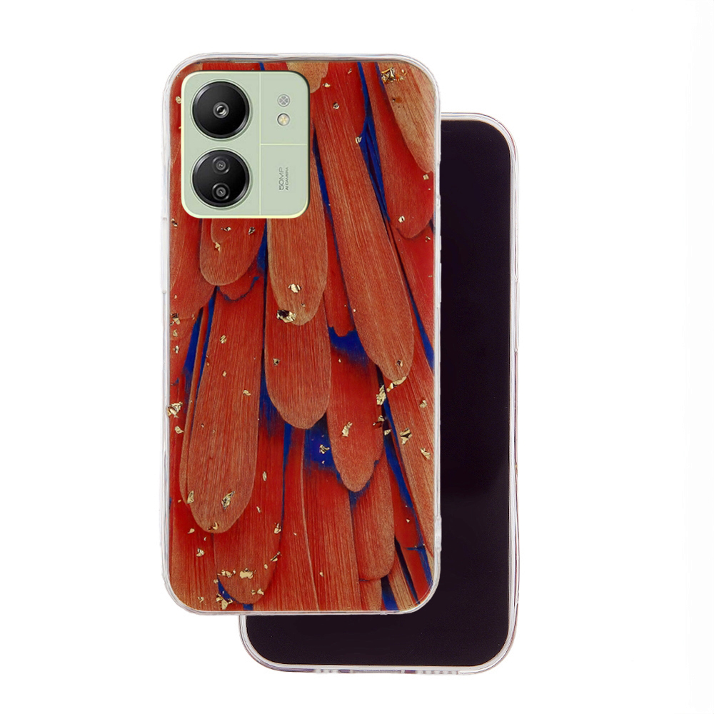 Xiaomi Redmi 13C telefontok - Gold Glam Orange - mintás műanyag hátlap tok, szilikon kerettel ﻿