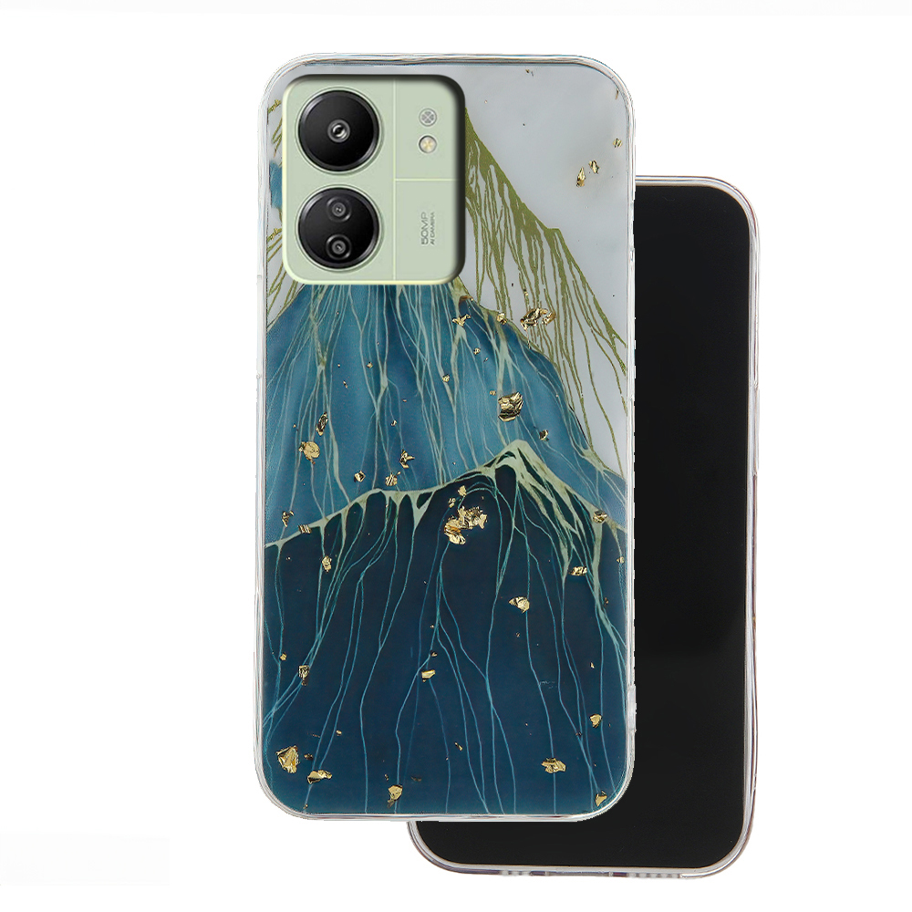 Xiaomi Redmi 13C telefontok - Gold Glam Mountain - mintás műanyag hátlap tok, szilikon kerettel