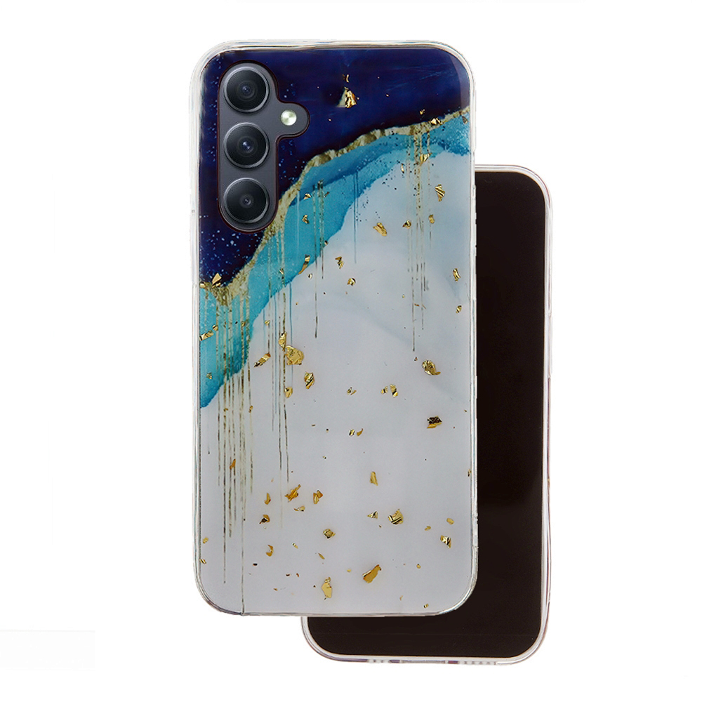 Samsung Galaxy A55 5G telefontok - Gold Glam Iceberg - mintás műanyag hátlap tok, szilikon kerettel