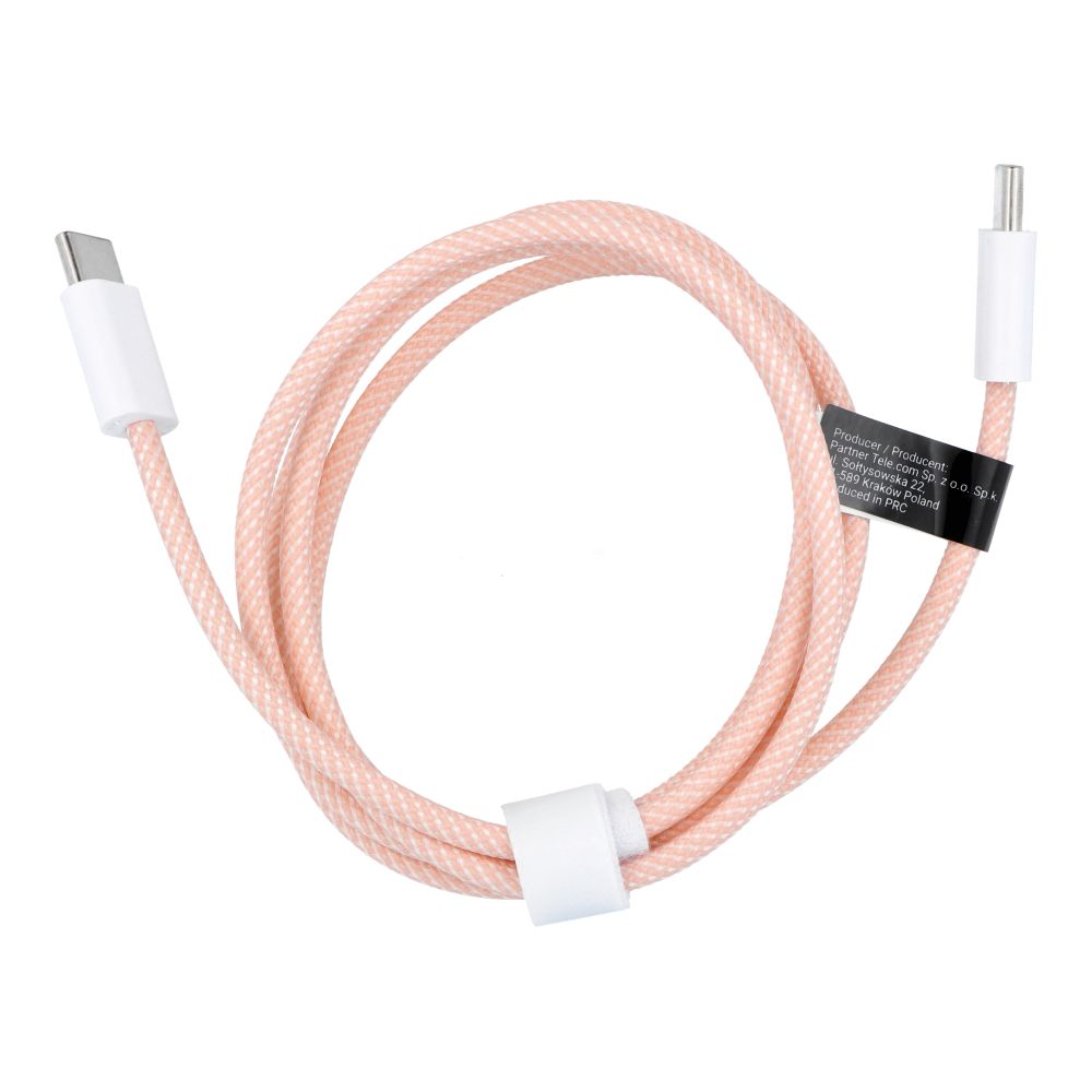 Univerzális kábel - Type-C (USB-C) / Type-C (USB-C) pink szövet kábel 1,5m, 60W