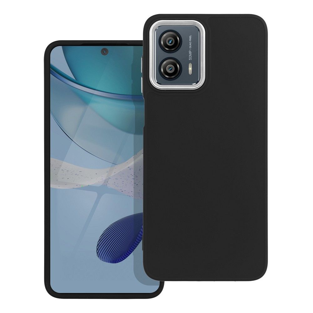 Motorola Moto G53 telefontok - Frame - fekete műanyag hátlap tok, szilikon kerettel