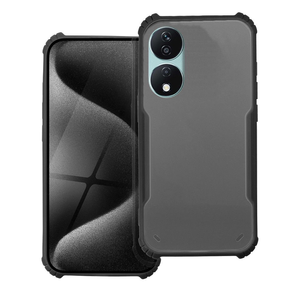Honor X7b telefontok - fekete / átlátszó ütésálló hátlap tok