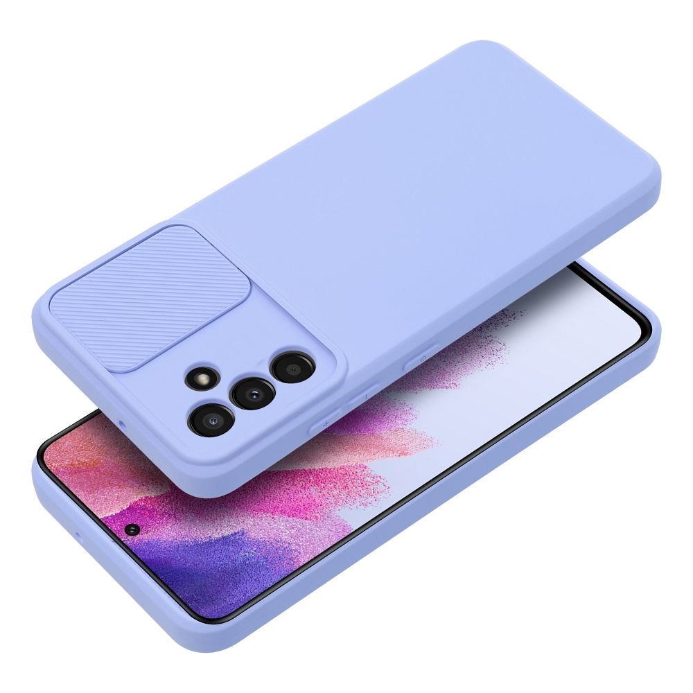 Samsung Galaxy A35 5G telefontok - Slider csúsztatható kameravédős kékeslila szilikon hátlap tok