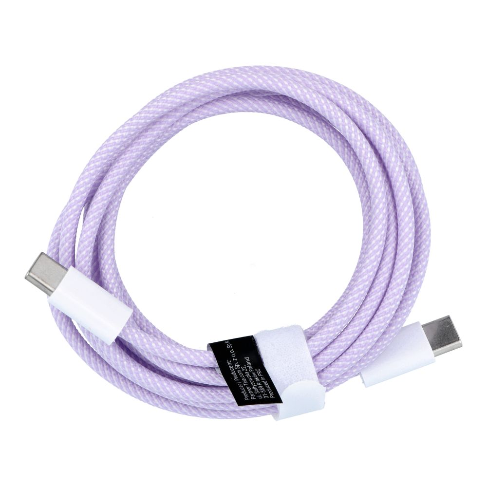 Univerzális kábel - Type-C (USB-C) / Type-C (USB-C) lila szövet kábel 2m, 60W