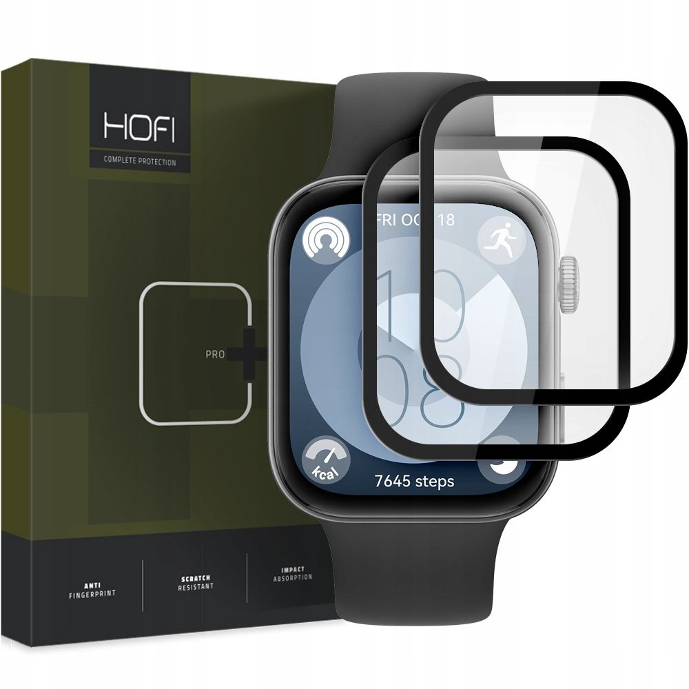 Huawei Watch Fit 3 / 4 - okosóra flexi üvegfólia fekete kerettel (2db)