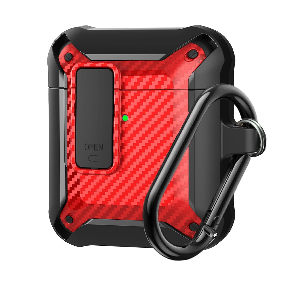 AirPods 1/2 tartó - Nitro piros / fekete, karabinerrel