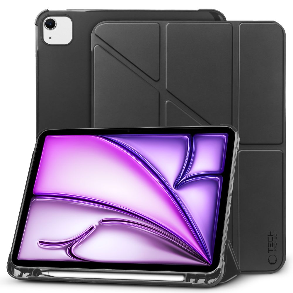 Tablettok iPad Air 13 (2024, 13 coll) - fekete ORIGAMI smart case, ceruza tartóval