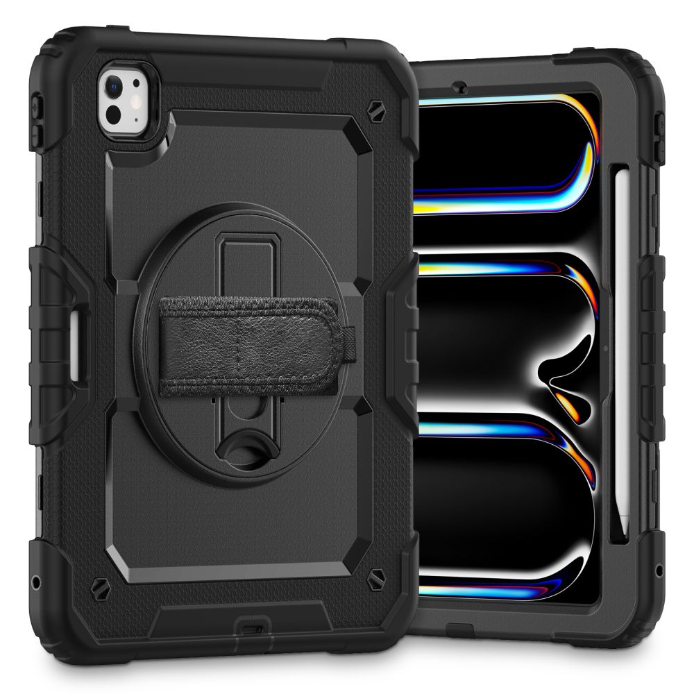 Tablettok iPad Pro 11 2024 (5. Gen, 11 coll) - SOLID360 ütésálló, kitámasztható, fekete tablet tok