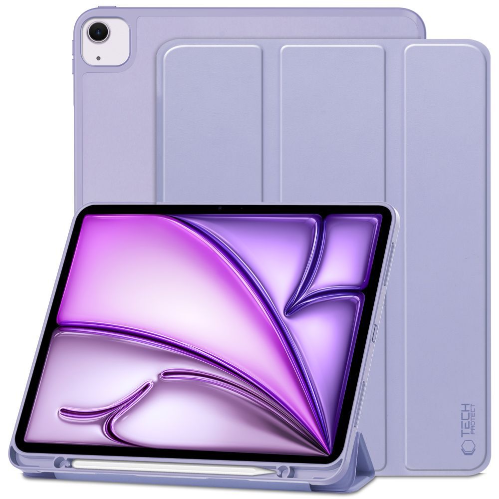 Tablettok iPad Air 13 (2024, 13 coll) - lila smart case, ceruza tartóval