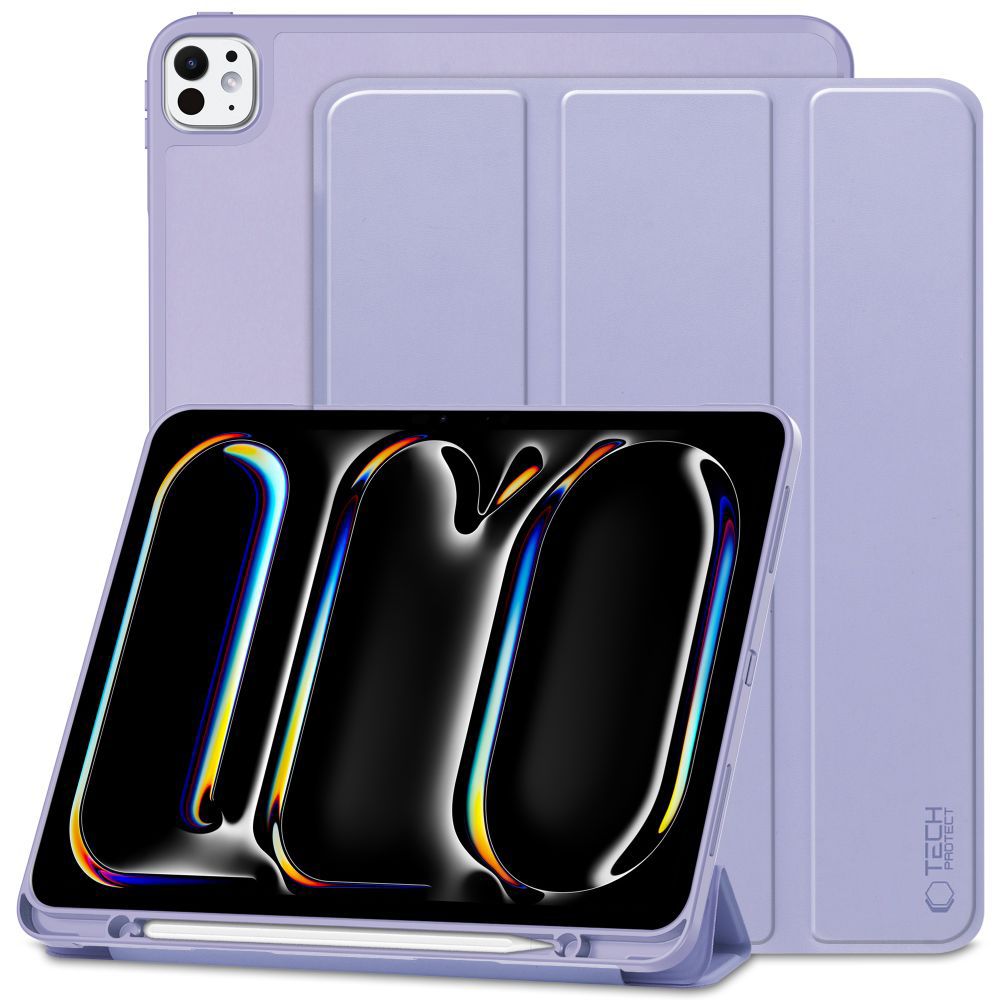 Tablettok iPad Pro 11 2024 (5. Gen, 11 coll) - lila smart case, ceruza tartóval