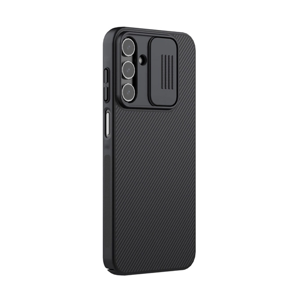 Samsung Galaxy A15 4G / 5G telefontok - Nillkin csúsztatható kameravédős fekete hátlap tok