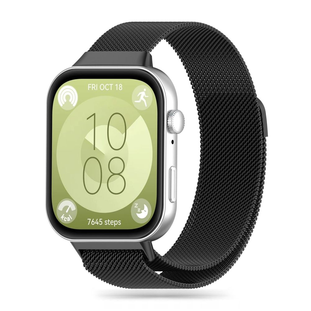 Huawei Watch Fit 3 / 4 / 4 Pro - TECH-PROTECT Milaneseband - mágneses fekete fémszíj