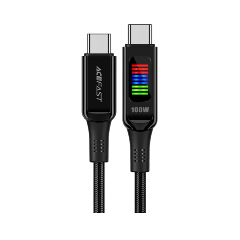 Acefast C7-03 kábel - Type-C (USB-C) / Type-C (USB-C) fekete kábel kijelzővel 1,2m, 100W