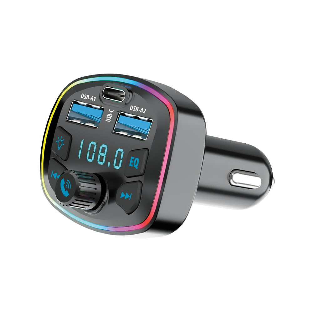Forever TR-360 transzmitter - autós FM/Bluetooth transzmitter + USB/Type-C autós töltő, fekete, 3,1A
