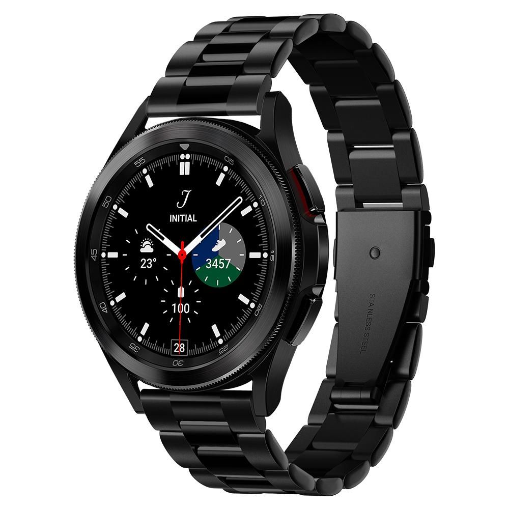 Samsung Galaxy Watch7 okosóra fémszíj - Spigen Modern Fit fekete fémszíj (20 mm szíj szélesség)