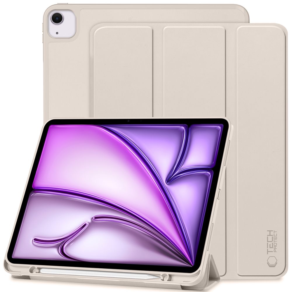 Tablettok iPad Air 13 (2024, M3, 13 coll) - homok színű smart case ceruza tartóval