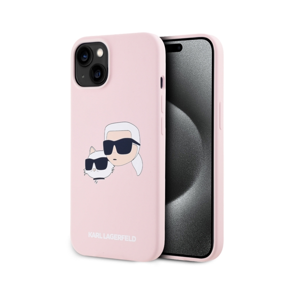 iPhone 14 - Karl Lagerfeld Karl and Choupette - pink szilikon MagSafe kompatibilis hátlap tok ﻿