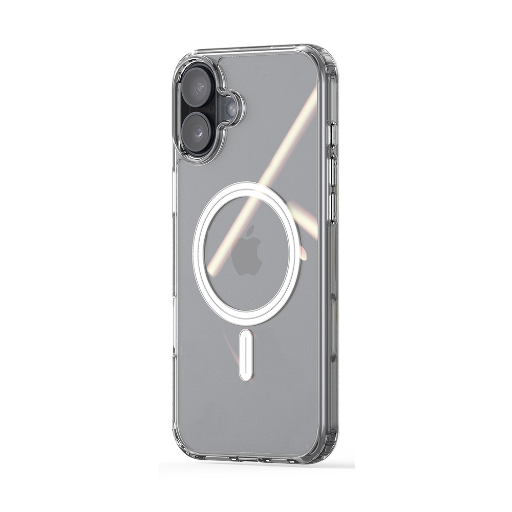 iPhone 16 Plus telefontok - MagSafe kompatibilis átlátszó műanyag hátlap tok, szilikon kerettel
