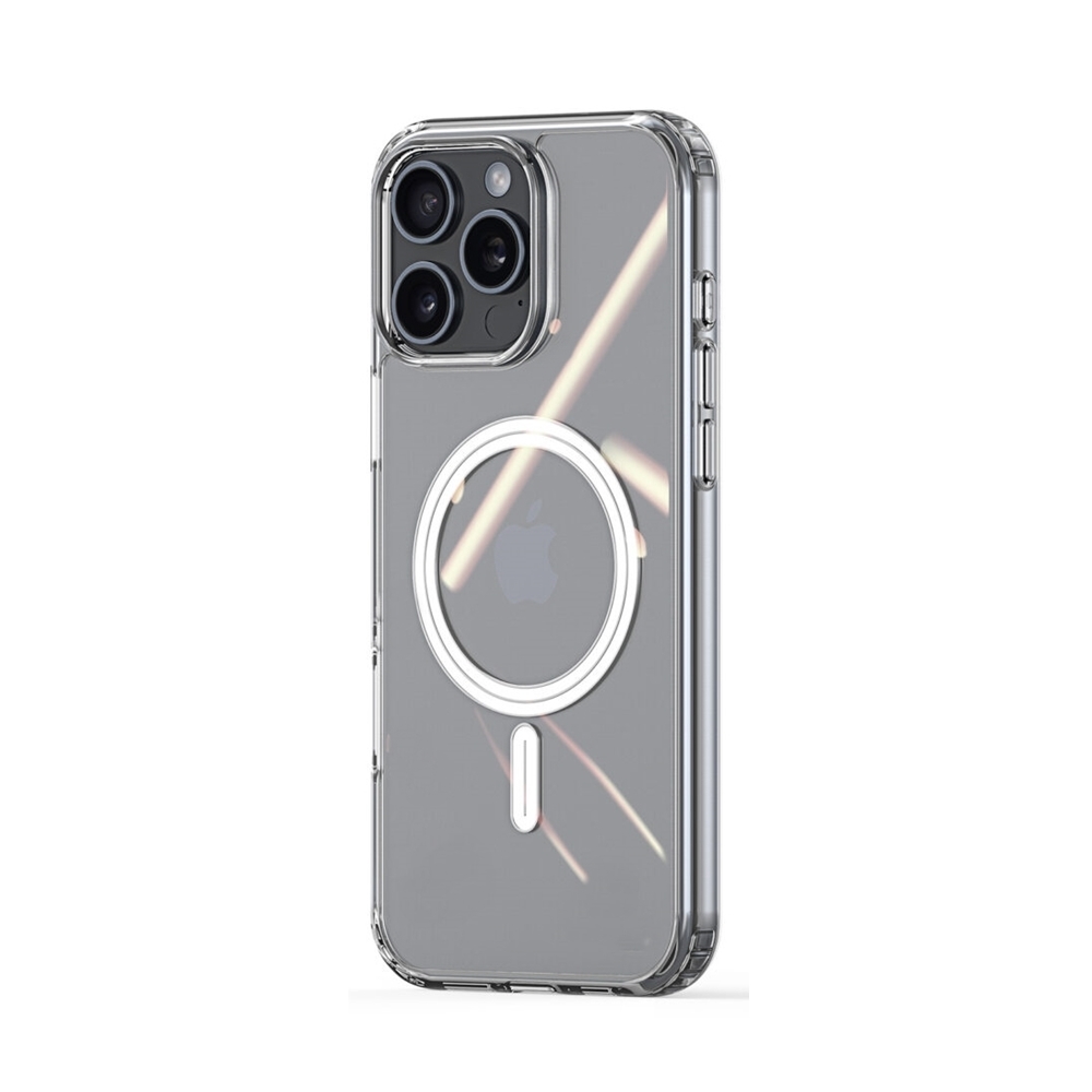 iPhone 16 Pro telefontok - MagSafe kompatibilis átlátszó műanyag hátlap tok, szilikon kerettel ﻿