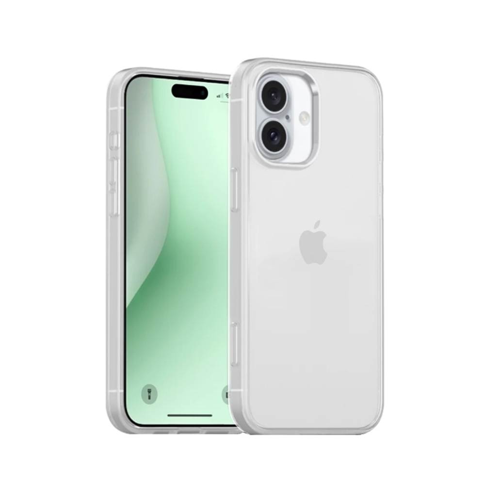 iPhone 16 Plus telefontok - átlátszó hátlap tok, átlátszó szilikon kerettel ﻿