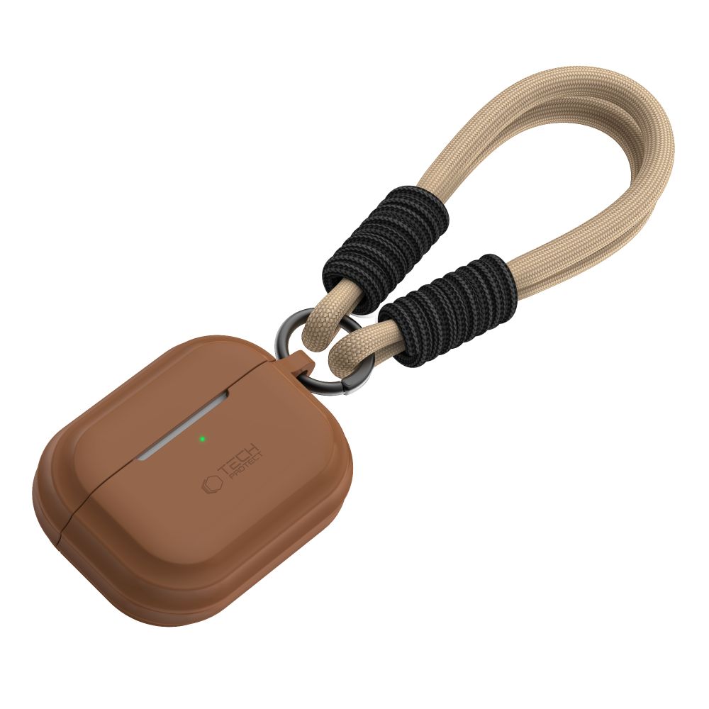 Tech- Protect - AirPods Pro 2 tartó - barna szilikon tok, pánttal ﻿