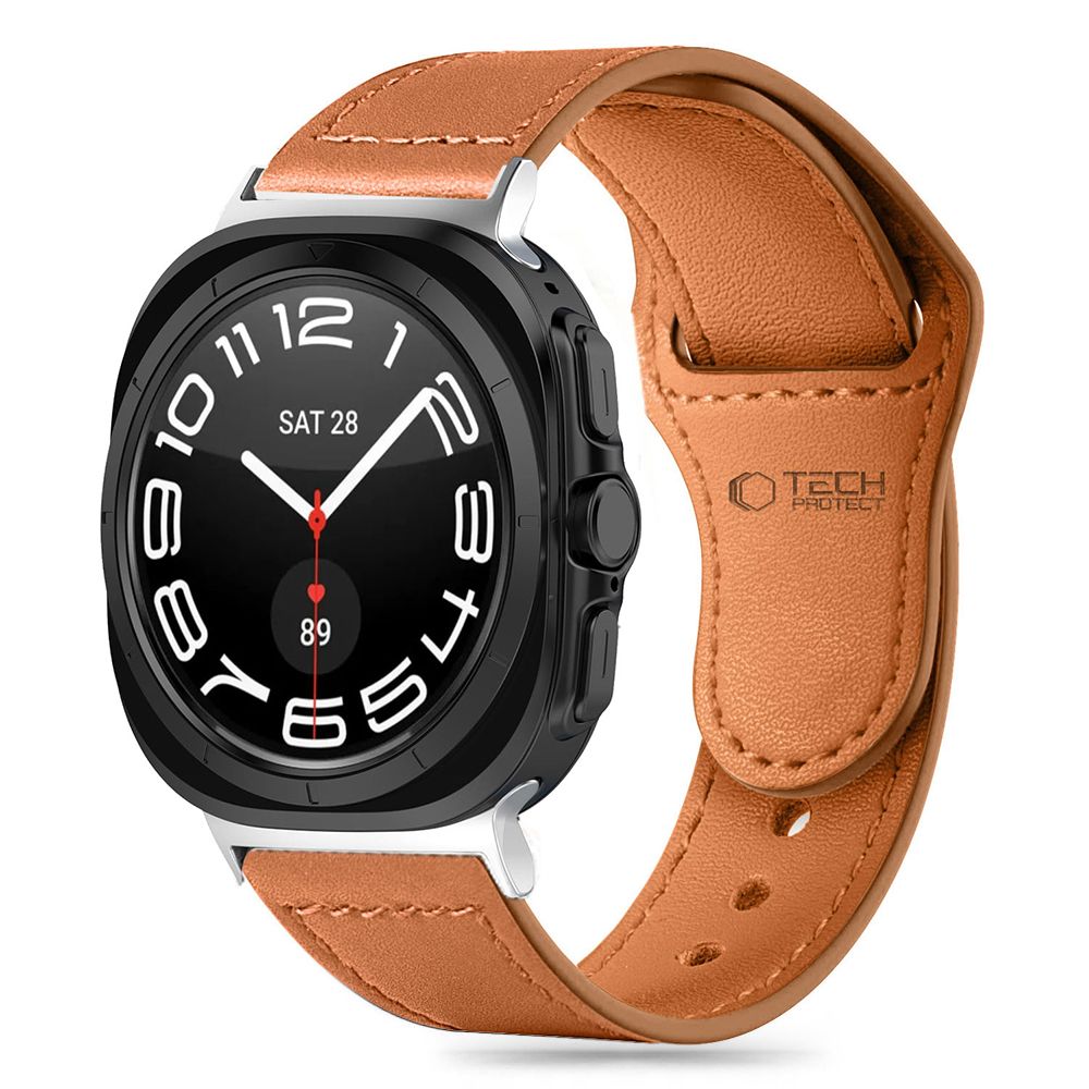 Samsung Galaxy Watch Ultra (47mm) okosóra szíj - TECH-PROTECT Leather barna bőr szíj