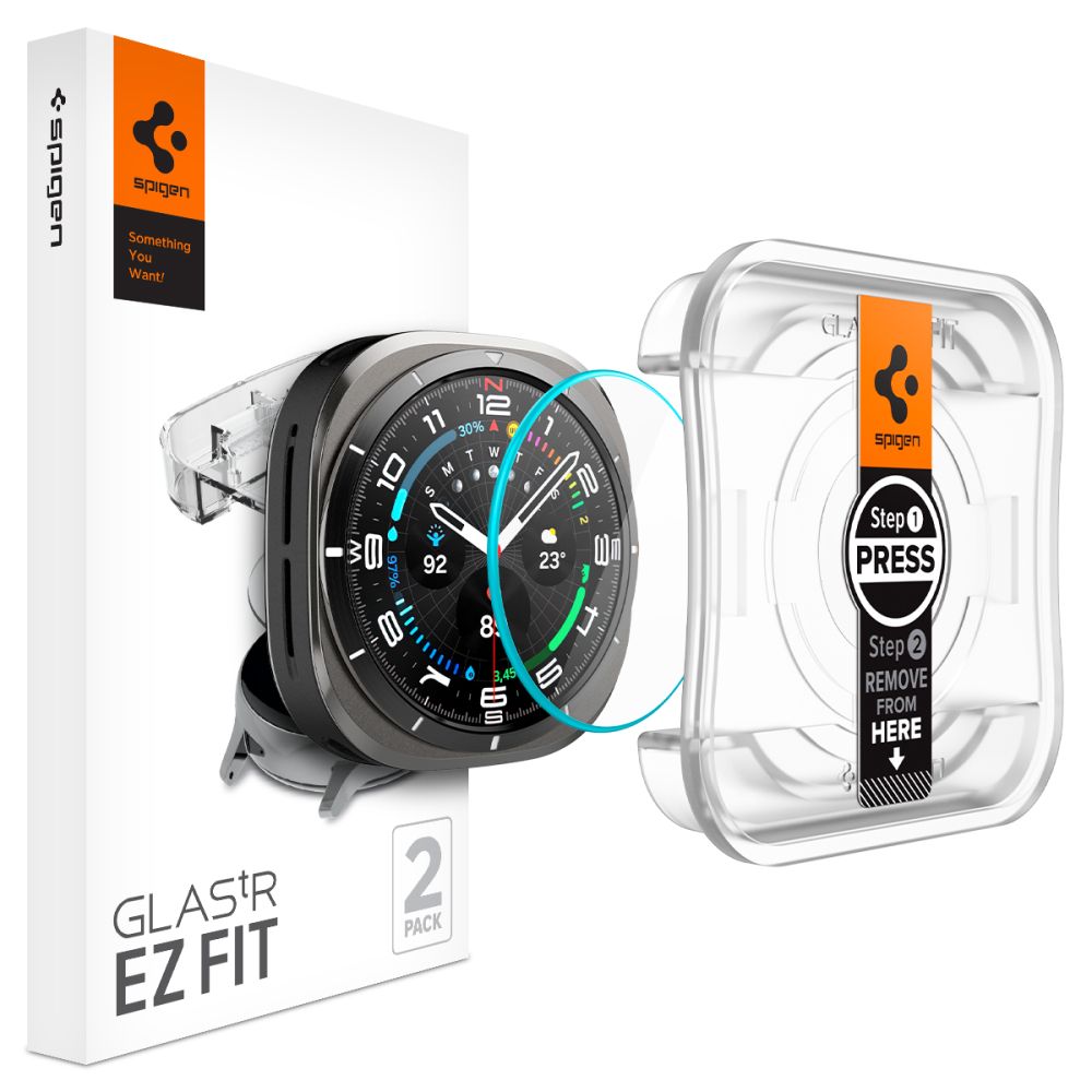 Spigen EZ FIT GLAS.tR - okosóra üvegfólia - Samsung Galaxy Watch Ultra (47mm) okosórához (2db) + felhelyezést segítő