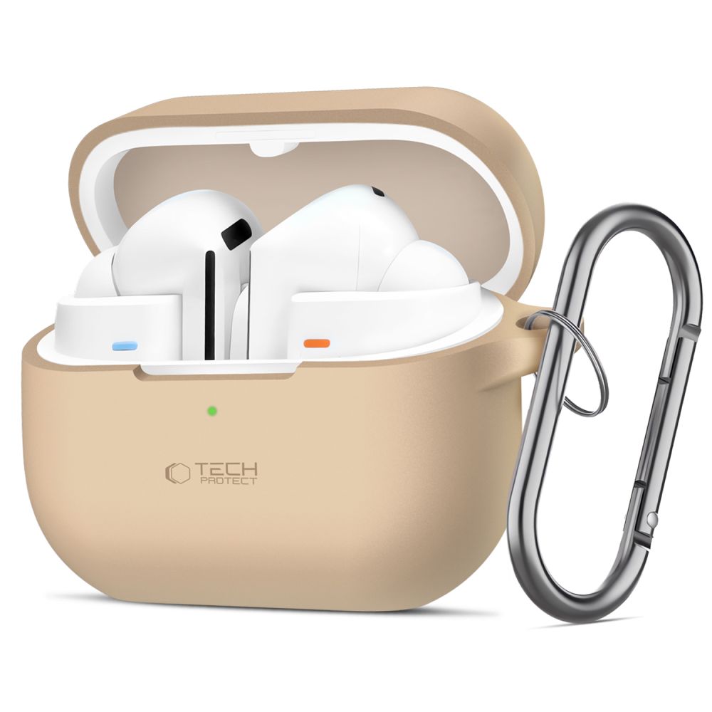 Samsung Galaxy Buds 3 / Buds 3 Pro tartó - caffe latte szilikon karabinerrel