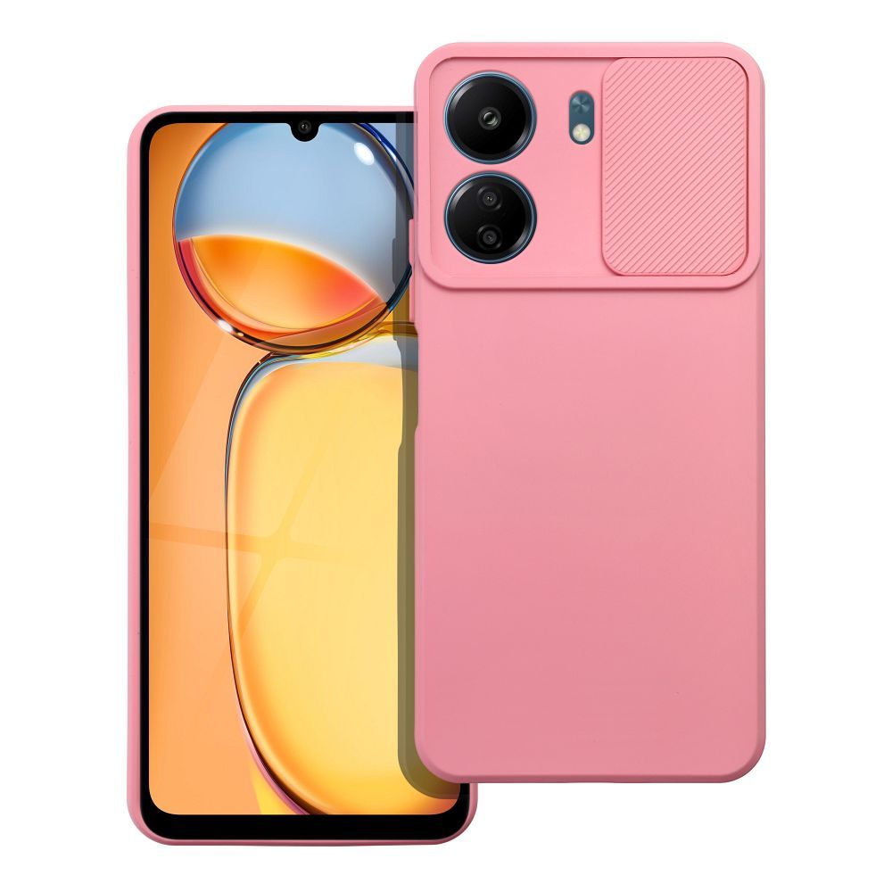 Xiaomi Poco C65 Telefontok - Slider csúsztatható kameravédős pink szilikon hátlap tok