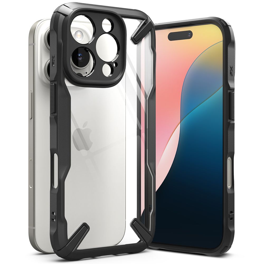 Telefontok iPhone 16 Pro - Ringke Fusion X Design fekete ütésálló hátlap tok