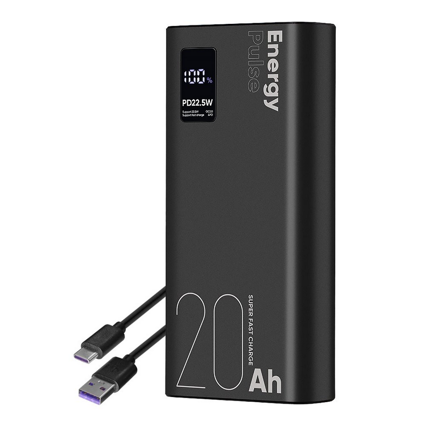 Powerbank: OBAL:ME EnergyPulse Powerbank 20000mAh 22.5W Fekete