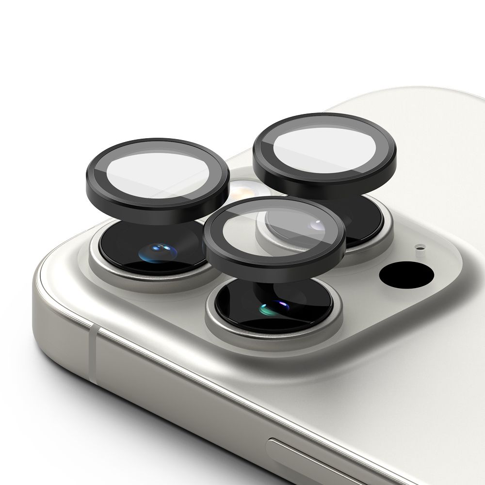 Üvegfólia iPhone 16 Pro Max - RINGKE kamera üvegfólia fekete kerettel/gyűrűvel (2 szett)
