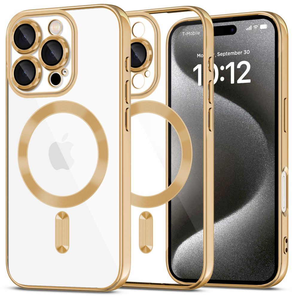 Telefontok iPhone 16 Pro - Tech-Protect - MagSafe kompatibilis átlátszó/arany hátlap tok
