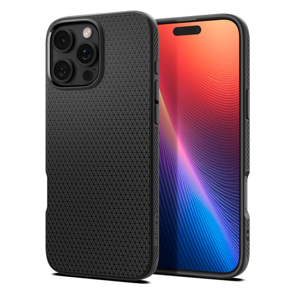 Telefontok iPhone 16 Pro - SPIGEN LIQUID AIR - fekete szilikon tok