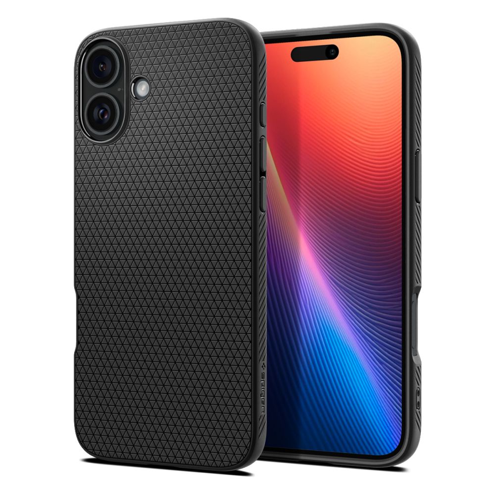 Telefontok iPhone 16 Plus - SPIGEN LIQUID AIR - fekete szilikon tok