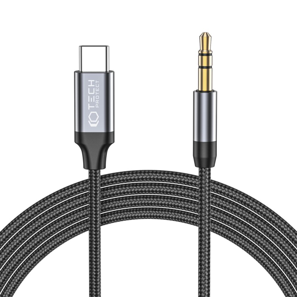 Adapter: TECH-PROTECT ULTRABOOST Type-C (USB-C) - Jack (3,5mm) adapter fekete, 1m