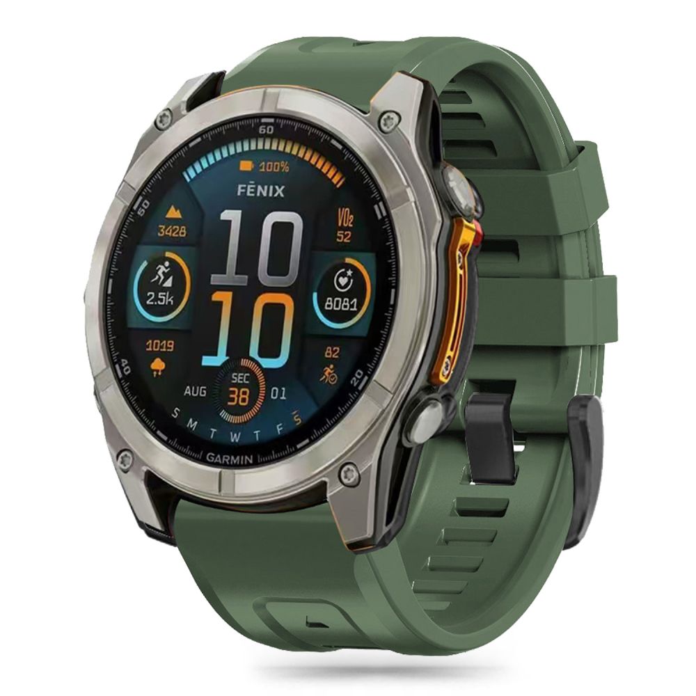 GARMIN FENIX 5 / 6 / 6 PRO / 7 / 8 (47 mm) okosóra szilikon szíj - TECH-PROTECT katonai zöld szilikon szíj