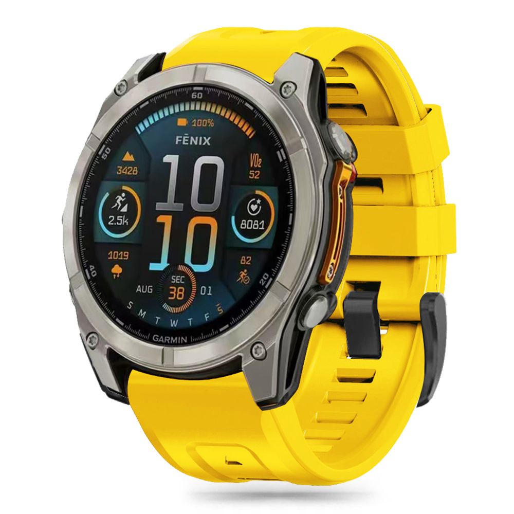 GARMIN FENIX 5X / 5X PLUS / 6X / 6X PRO / 7X / 8 (47 mm) okosóra szilikon szí - TECH-PROTECT citromsárga szilikon szíj 