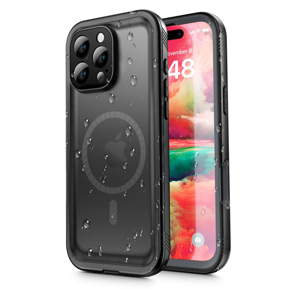 iPhone 16 Pro telefontok - Tech- Protect SHELLBOX - MagSafe kompatibilis, 360°-os, átlátszó/fekete tok