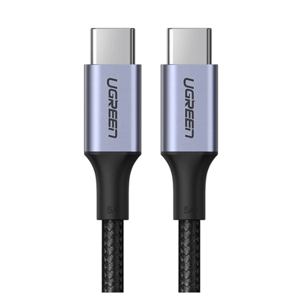 Ugreen US316 kábel - Type-C (USB-C) / Type-C (USB-C) fekete szövet kábel 1,5m, 100W