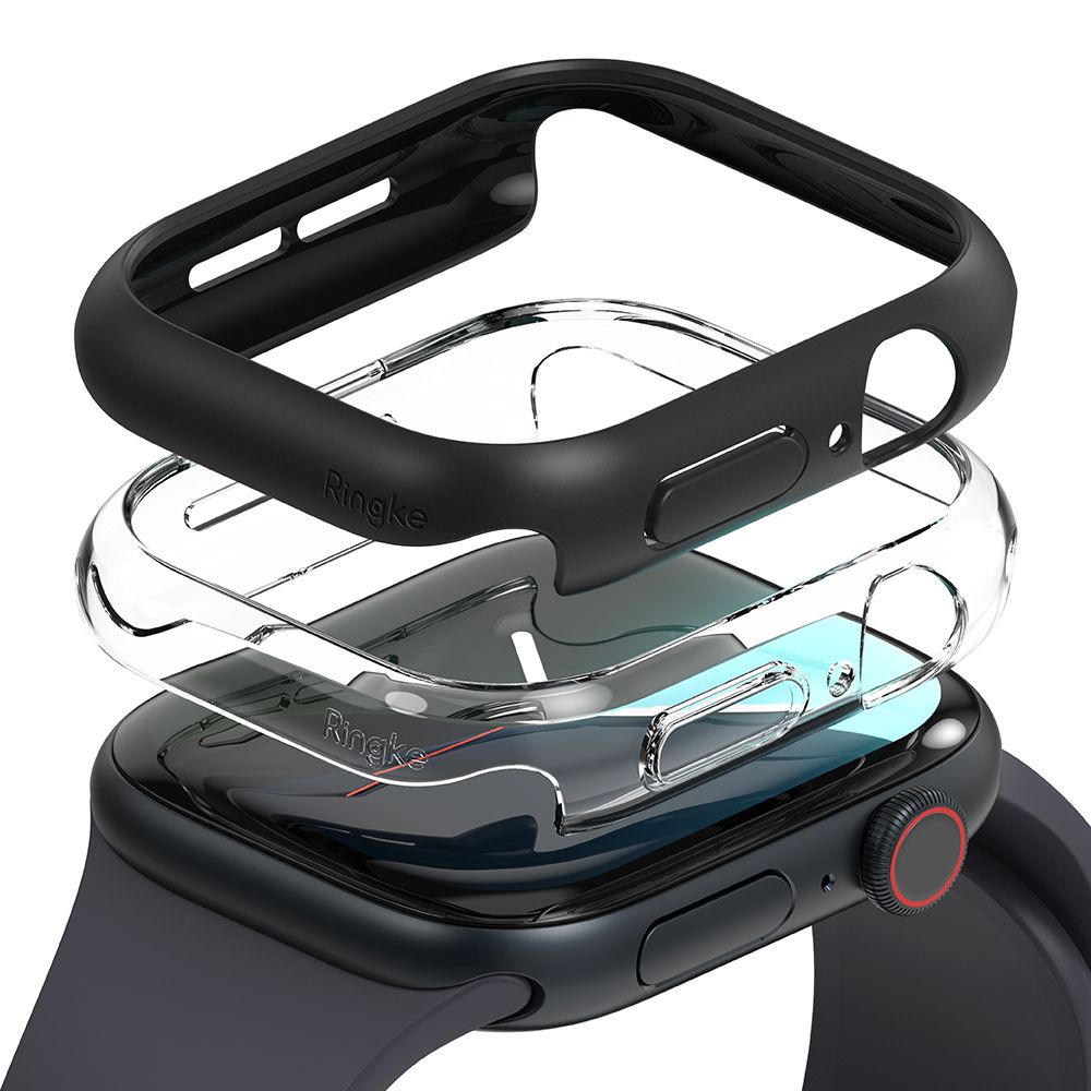 Ringke Slim műanyag védő tok Apple Watch 10 (42 mm) okosórához fekete+átlátszó