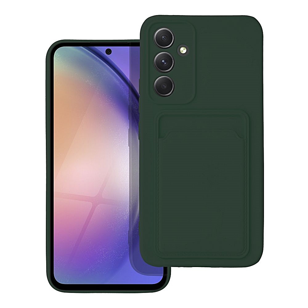 Samsung Galaxy A16 5G telefontok - Forcell Card - zöld kártyatartós szilikon hátlap tok