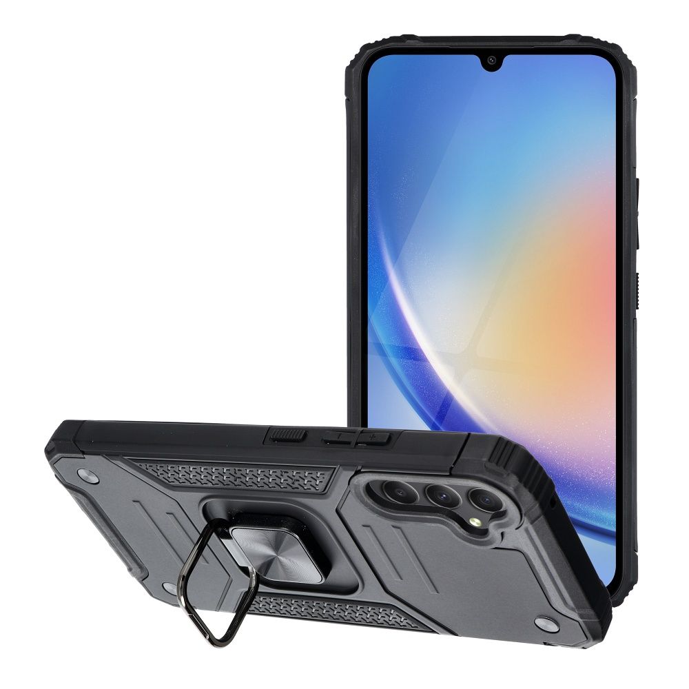 Samsung Galaxy A16 5G telefontok - Nitro Ring Armor - fekete gyűrűs, kitámasztható, ütésálló műanyag hátlaptok